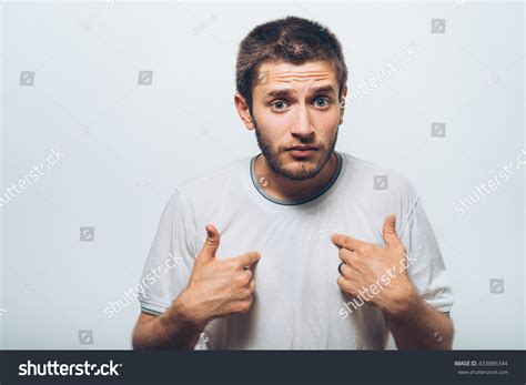 Male Hand Forefinger Pointing Himself On Stock Photo Edit Now 433886344