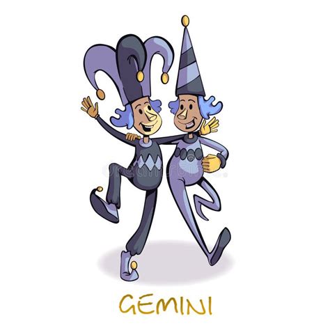 Gemini Zodiac Sign People Flat Cartoon Vector Illustration Stock Vector