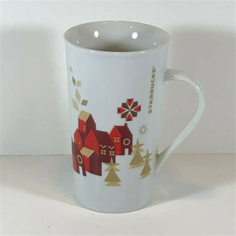 2013 Starbucks Holiday Coffee Mug Christmas Village Snowflakes 18 Oz