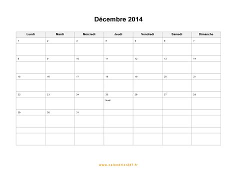 Calendrier Décembre 2014 à Imprimer Gratuit En Pdf Et Excel