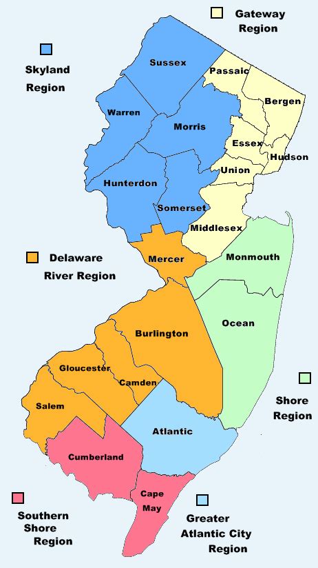 Map Of Nj Official Nj State Map Of Counties And Regions County Map