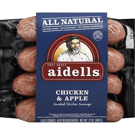 Chef bruce aidells fully cooked chicken & apple smoked 14. AIDELLS - ALL NATURAL SMOKED CHICKEN SAUSAGE - GLUTEN FREE ...