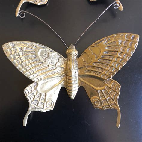 Pair Of Vintage Wall Hanging Brass Butterflies Brass Butterfly By