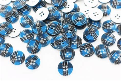 Items Similar To 10 Blue Plaid Button Four Holes Button Blue Button