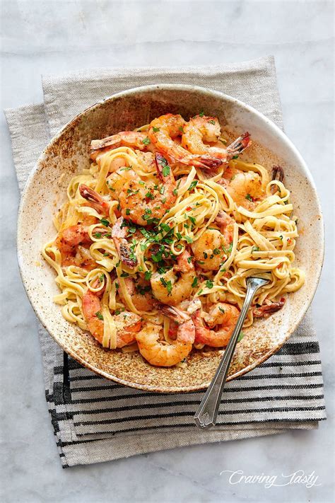 It is a delicious and buttery dish. Creamy garlic butter shrimp pasta. Pasta and pan-seared ...