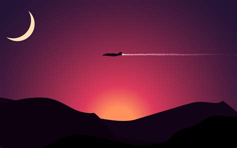 3840x2400 Aircraft Moon Mountains Sunset 4k Hd 4k Wallpapers Images