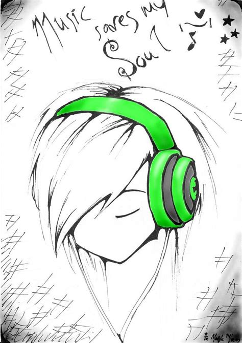 Anime drawings of girls posted on cartoon drawing. Headphone girl drawing (With images) | Hipster drawings ...