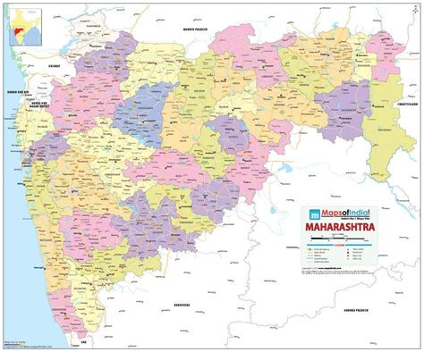 Multicolor Maharashtra Map Printed On Vinyl 70 X 84 Cm Wall Chart