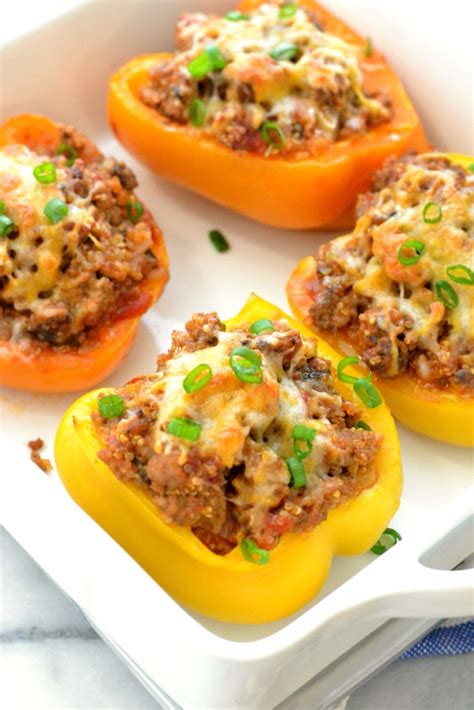 Turkey Quinoa Stuffed Bell Peppers Love And Food Foreva