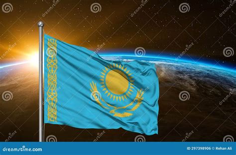 National Flag Of Kazakhstan Stock Photo Image Of Emblem Cloud