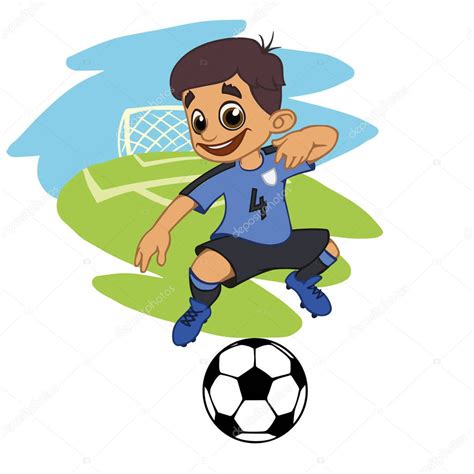 Cartoon Soccer Player Playing Ball Stadium Uniform Uruguay Vector