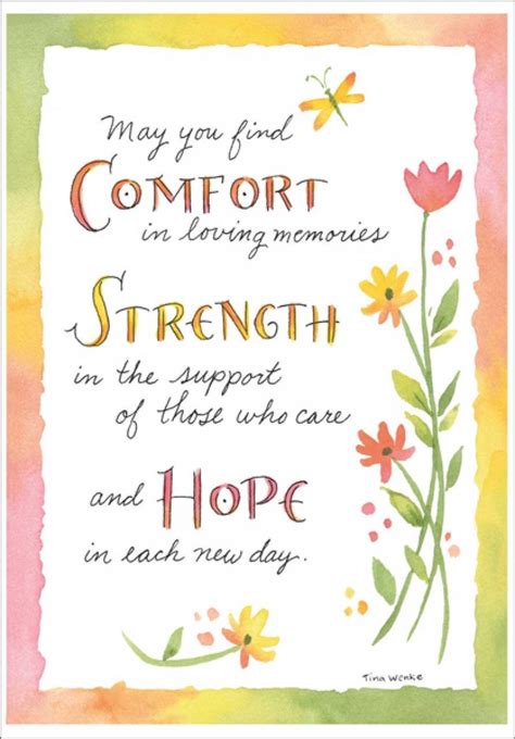 Comfort Strength Hope Sympathy Card Su Sympathy Card Sayings