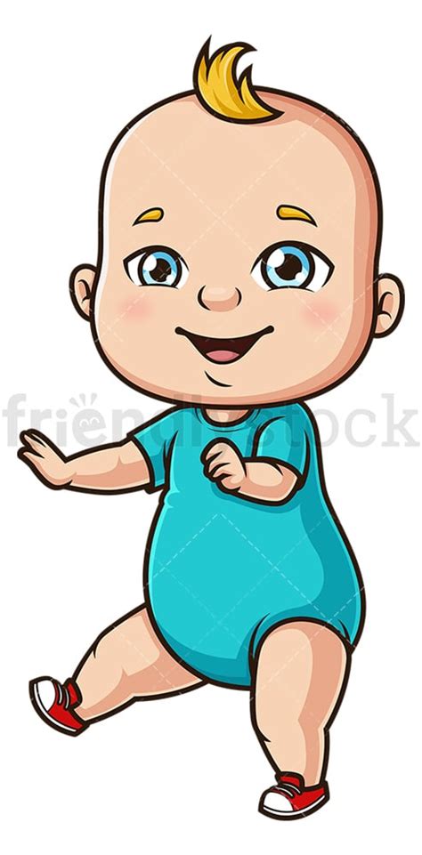 Baby Boy Taking His First Steps Cartoon Clipart Vector