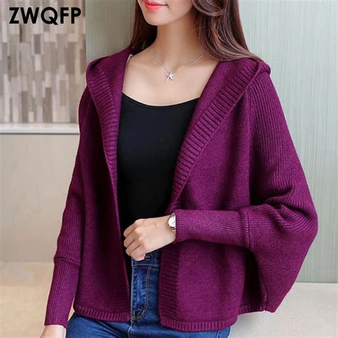 2017 Autumn Winter Sweater Knitted Cardigan Women Elegant Bat Sleeve