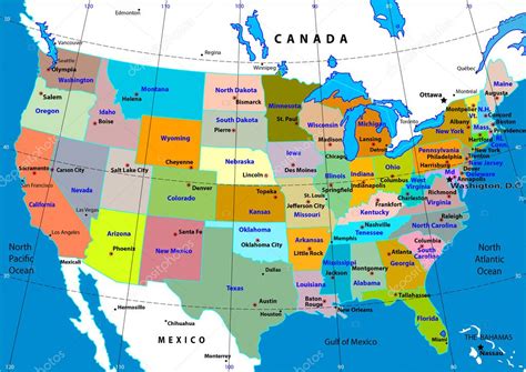 Ilustración Vector De Mapa De Estados Unidos Con Las