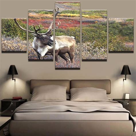 Home Decor Framework Modern Hd Printed Paintings 5 Panel Animal Deer