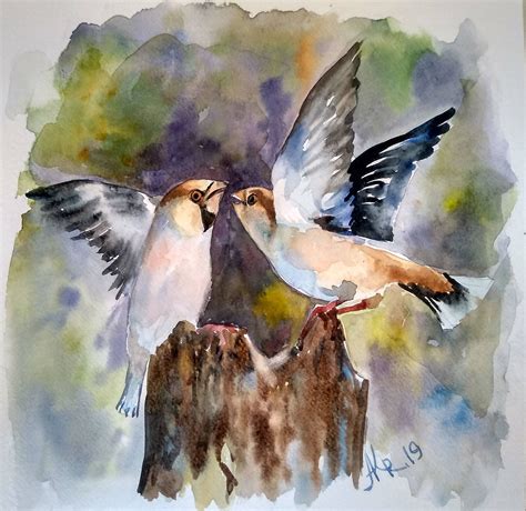 Original Birds Watercolor Art Watercolor Painting Bird Etsy