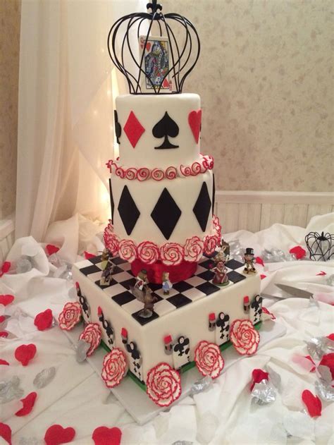 Queen Of Hearts Wedding Cake Client Provided Crown Topper And Chess