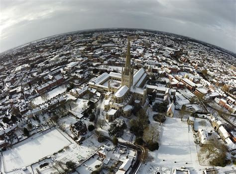 Norwich Aerial Image Cathedral In The Snow Norwich Cathedral Let Us