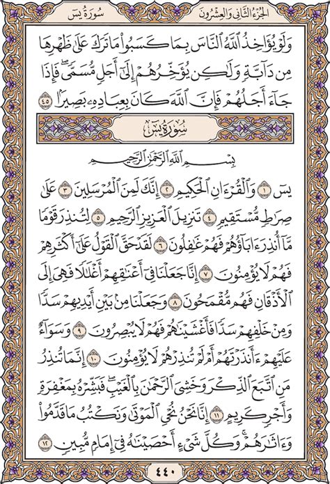 Surah Yaseen Full Text English Page 440 Verses From 1 To 12