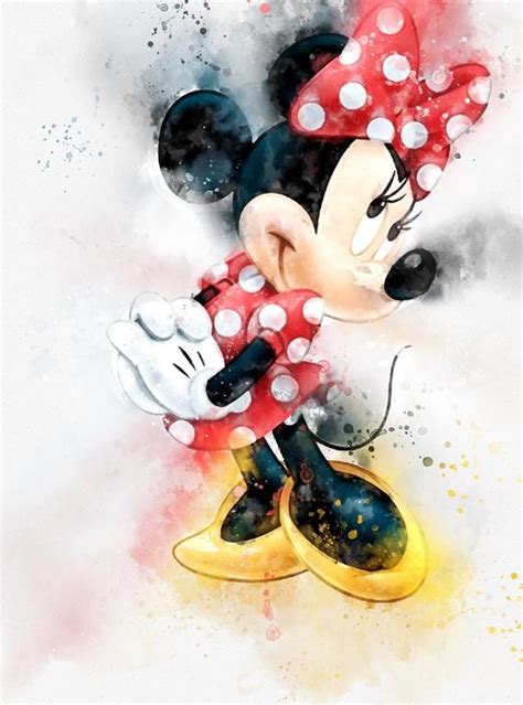 Minnie Mouse Watercolor Minnie Mouse Art Minnie Mouse Watercolour