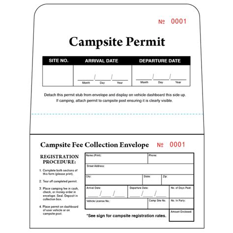 Campsite Fee Collection Envelope 425 X 65 Sold Per 500