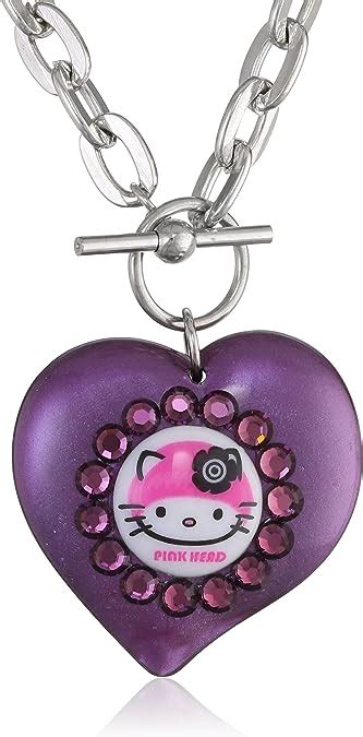 tarina tarantino hello kitty pink head purple mod heart necklace clothing shoes