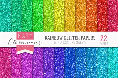 Rainbow Glitter Papers Bumper Pack Textures ~ Creative Market