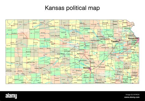 Kansas State Political Map Stock Photo Alamy