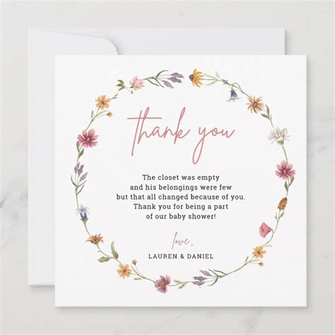 Little Wildflower Is On The Way Thank You Cards Zazzle