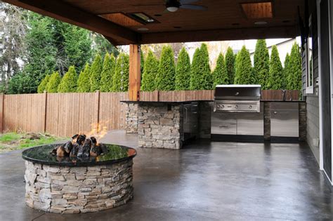 Covered Patio And Firepit Craftsman Patio Seattle By Estate Homes