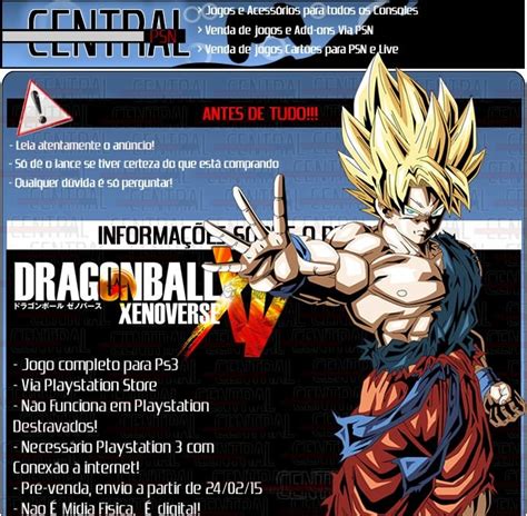 Dragon Ball Xenoverse Ps3 Psn Dragonball Midia Digital R 2199 Em