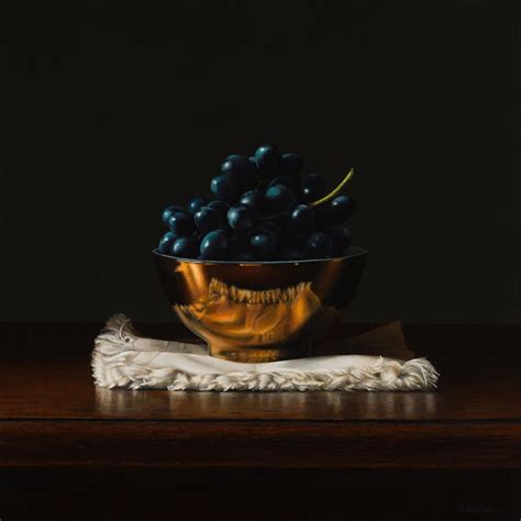 Heidi Von Faber Grapes In A Golden Bowl 21st Century Still Life Contemporary Realistic