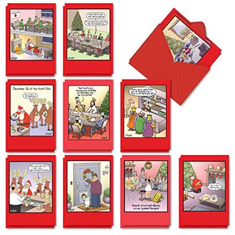 Nobleworks 20 Funny Christmas Cards Assorted 10 Designs 2 Each