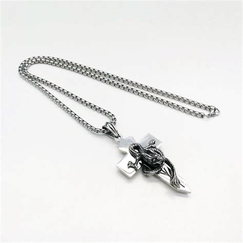 Cross Necklace With Dragon Stainless Steel Dragon Vibe