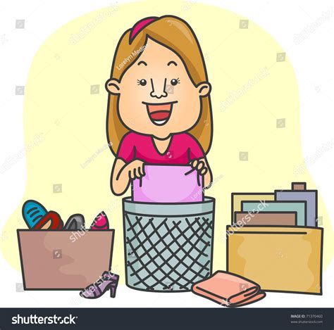 Illustration Girl Organizing Her Things Stock Vector Royalty Free