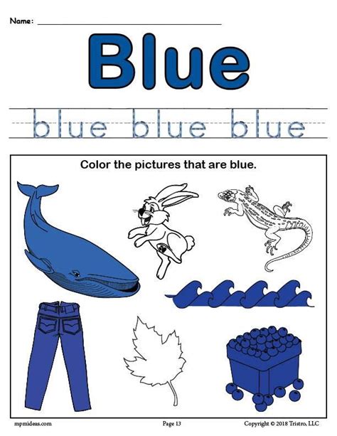 Free Color Blue Worksheet Color Worksheets Preschool Colors