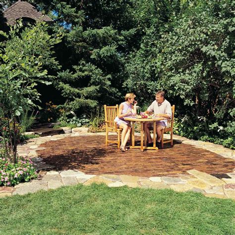 It can help to place guide strings to help ensure you dig to the right depth. Build a Stone Patio or Brick Patio