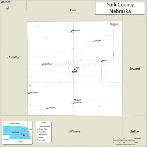Map Of York County Nebraska Where Is Located Cities Population