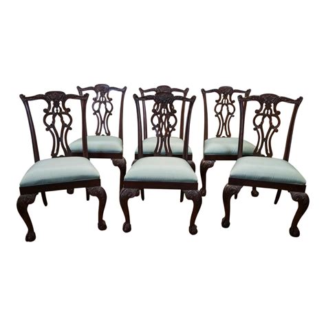 Ethan Allen Mahogany Chippendale Style Chauncey Dining Room Side Chairs