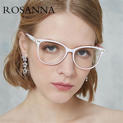 rosanna fashion women cat eye glasses frame 2019 brand designer ladies rivet frame clear lens