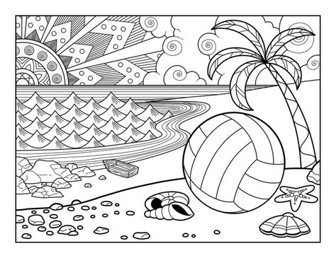Fun At The Beach Coloring Pages Set1 Etsy