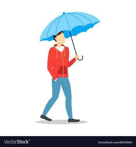 Cartoon Character Person Holding Color Umbrella Vector Image