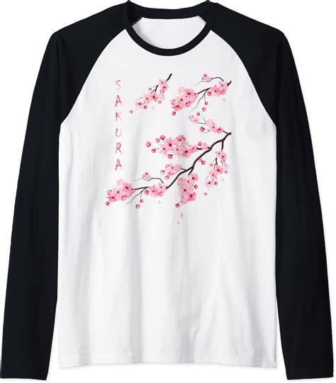 Vintage Sakura Cherry Blossom Japanese Graphical Art Raglan