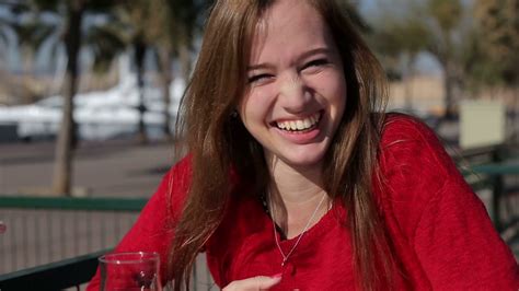 Portrait Of Beautiful And Young Woman Laughing And Marking Stock Video