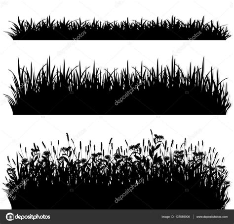 Grass Borders Silhouette Set Vector ⬇ Vector Image By © Marbom Vector