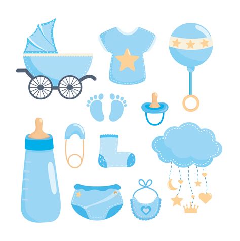 Set Of Blue Baby Shower Celebration And Decoration Elements 672243