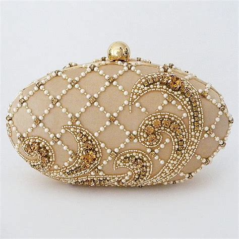 Oval Pale Gold Beaded Bag Sale Beaded Evening Bags Beaded Bags