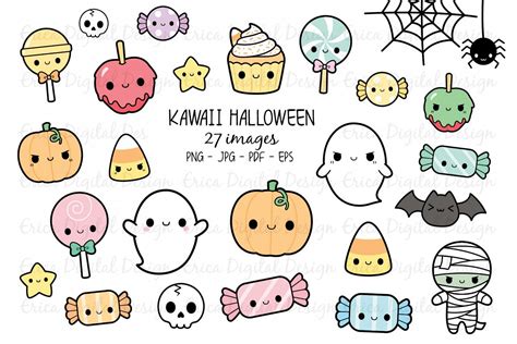 Kawaii Halloween Clipart Set 27 Cute Halloween Images
