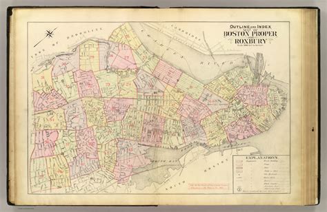 Outline And Index Map Of Boston Proper And Roxbury 1895 Bromley